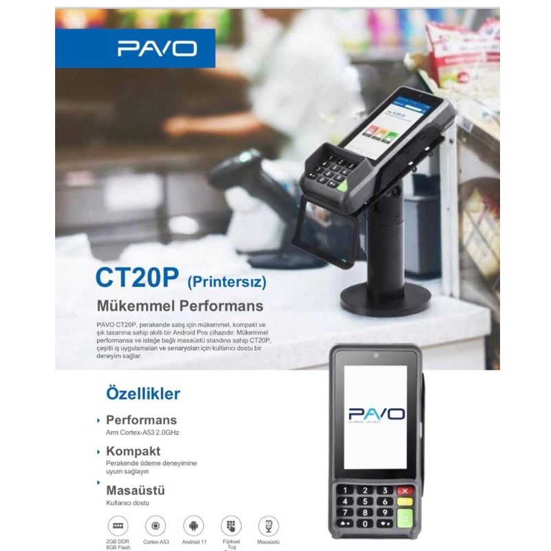 Pavo Ct20 Masaüstü Androıd Pos pin pad
